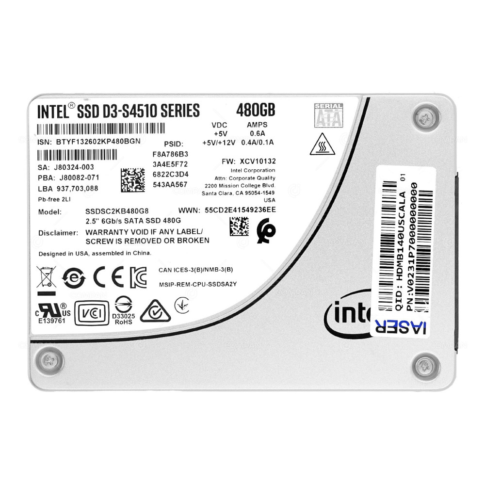 SSDSC2KB480G8  INTEL D3-S4510 480GB 6G SATA 2.5 SFF SSD